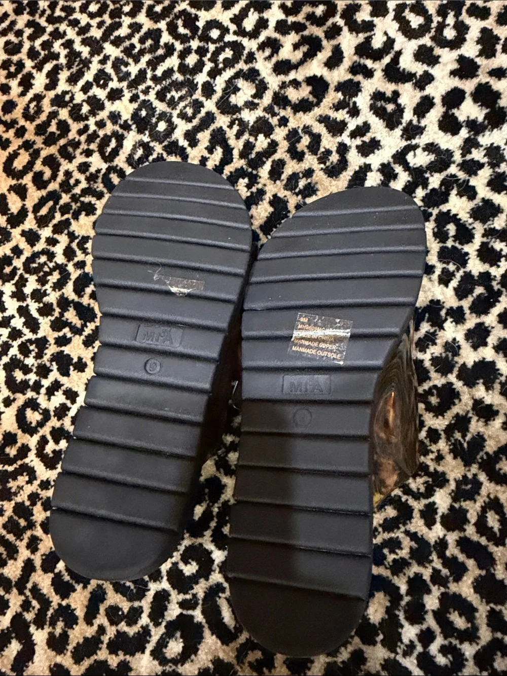 MIA Tortoiseshell Double-Strap Slide Sandals with Gold Buckles - Picture 3 of 4